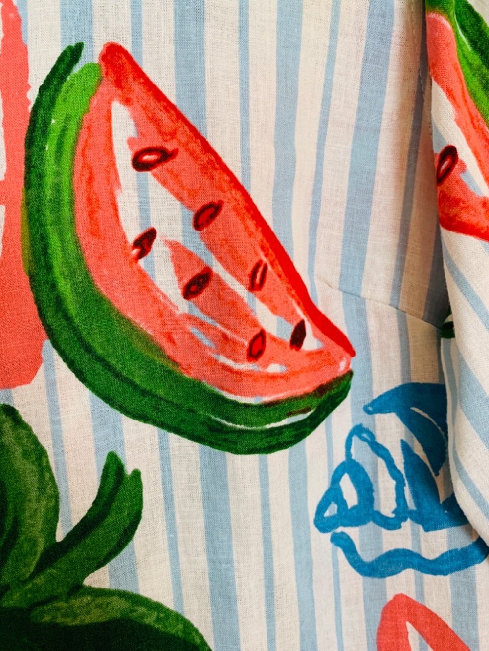 Calypso St. Barth Button Up Shirt XL Stripes Fruit Nautical Beach Print Linen - Picture 4 of 15